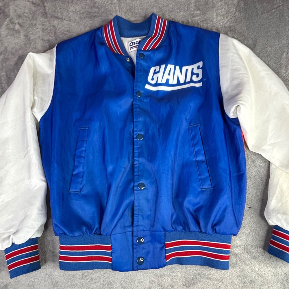 Chalk Line New York Giants Jacket Kids 18/20 Blue Vintage 90s Satin Bomber NFL